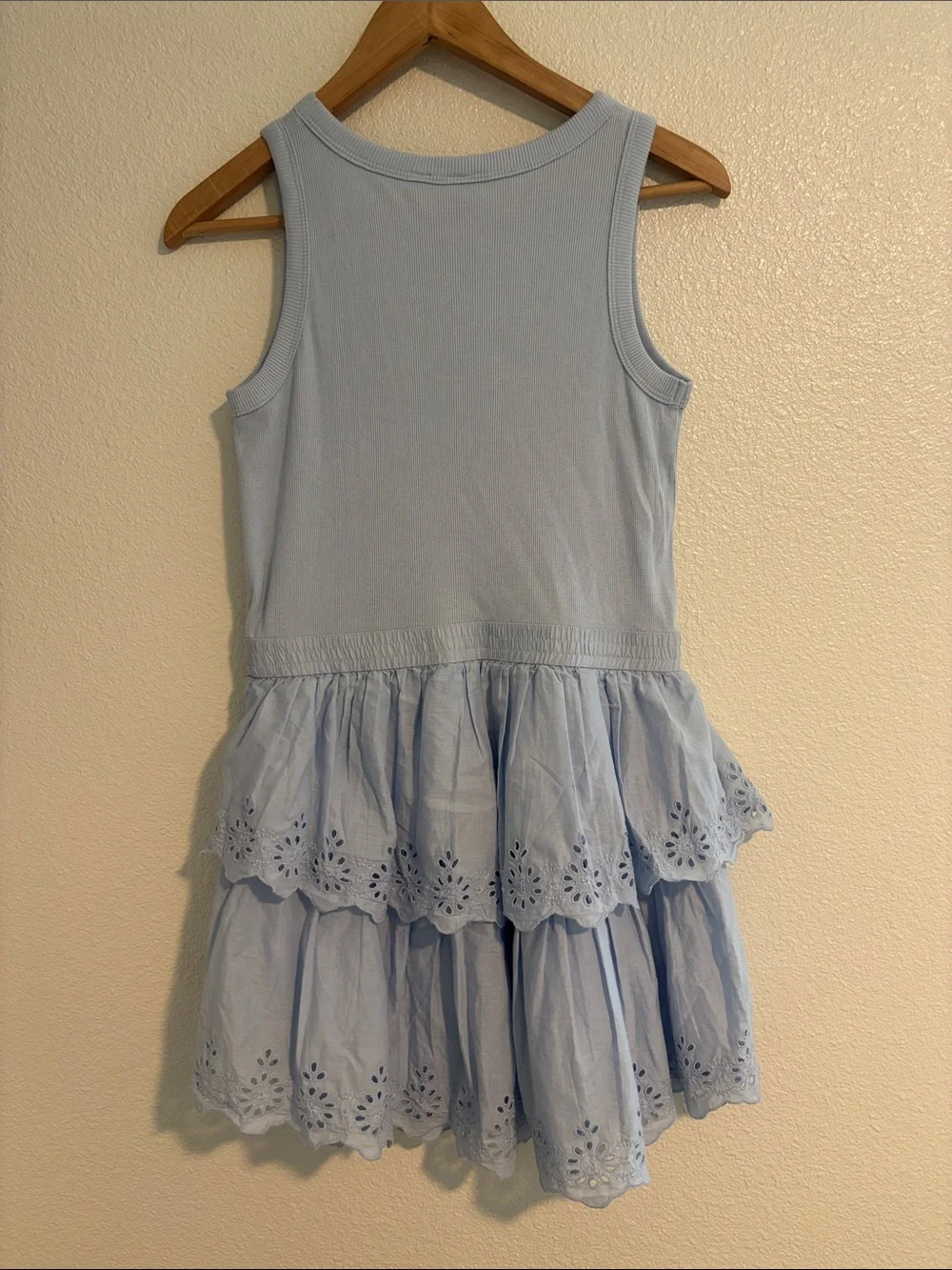 NWT Gap Kids 100% Cotton Light Blue Tiered Dress Size XXL 14/16 dainty classic